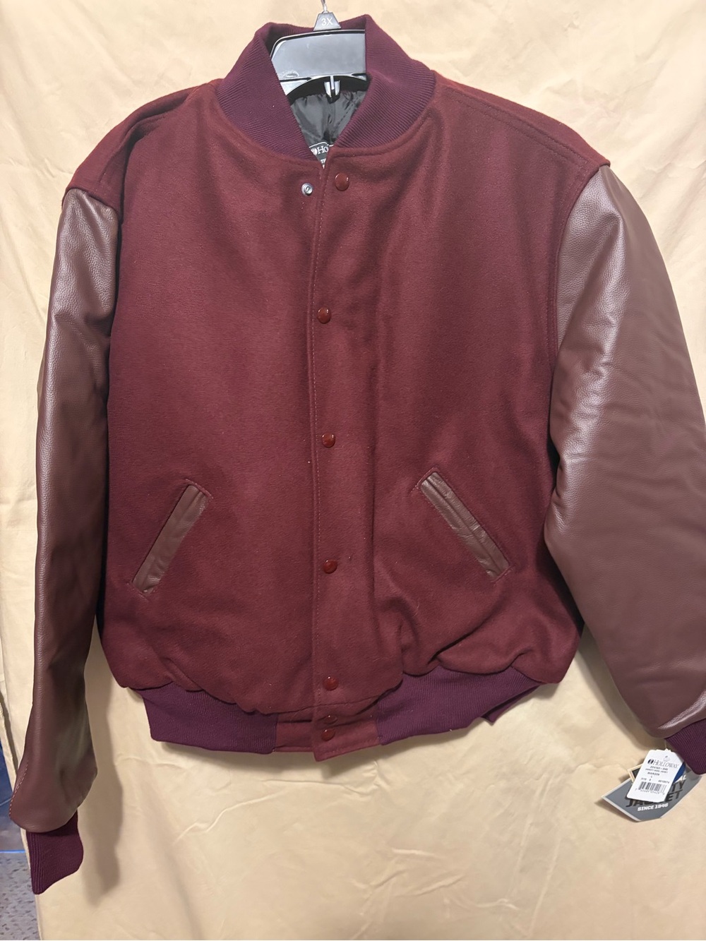 Holloway Men's Maroon Bomber Jacket with burgundy Sleeves